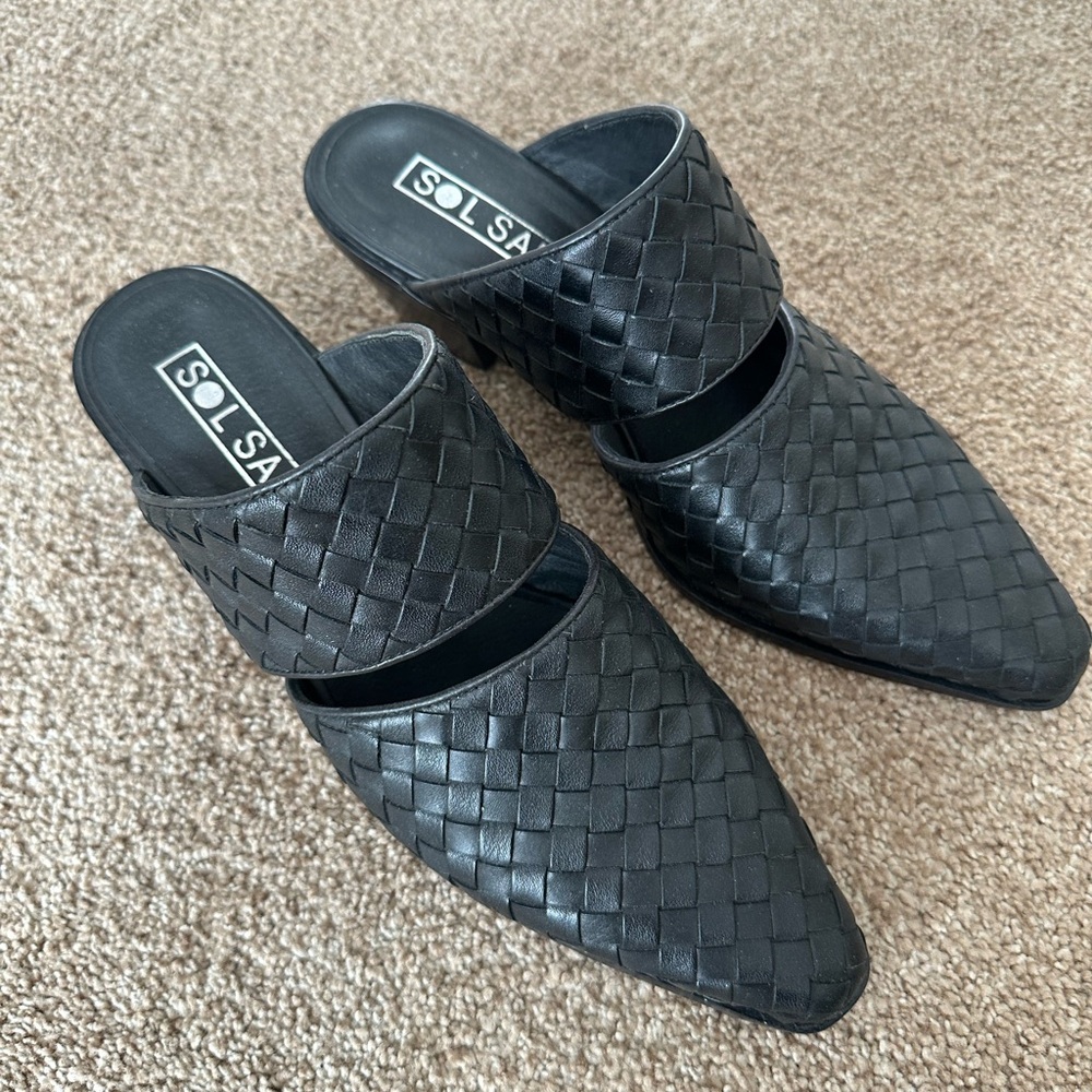 Sol Sana Black Woven Mules
